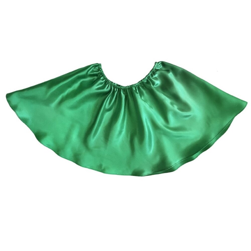 Green satin mini skirt with elastic waist. Size S. Ameynra design